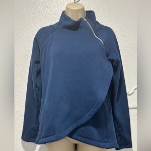 Athleta Deep Blue Asymmetrical Zip Sweatshirt